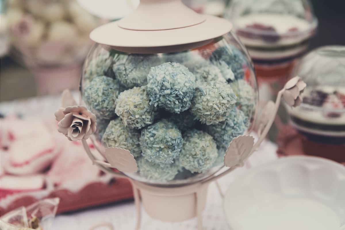 Hire candy cart — pastel dessert treats in clear glass jars for parties and events in Johannesburg, Sandton and Randburg